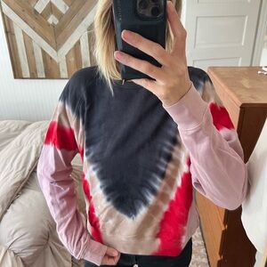 Tie-Dye Sweatshirt in Black, Red, and Pink